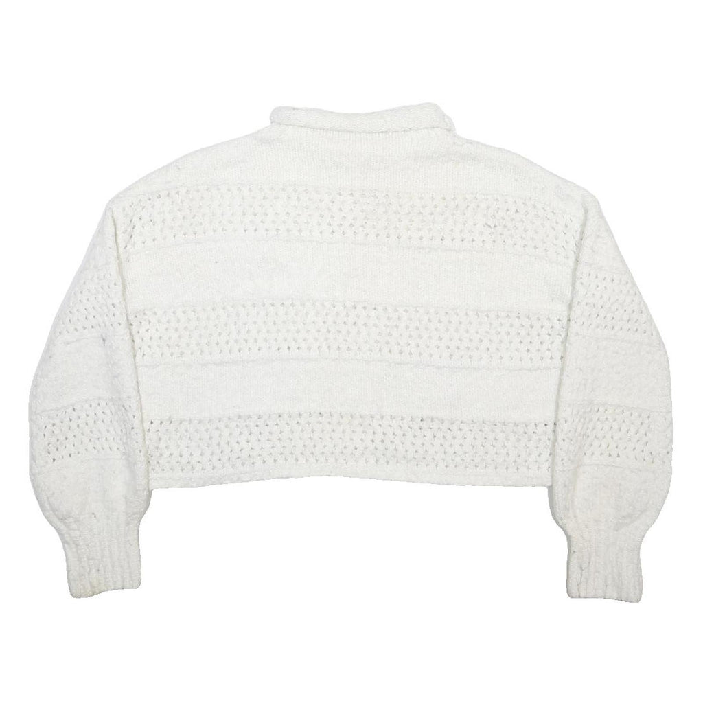 ARIZONA JEAN COMPANY Womens White Plain Jumper Roll Neck Tight Knit S Crop