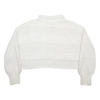 ARIZONA JEAN COMPANY Womens White Plain Jumper Roll Neck Tight Knit S Crop