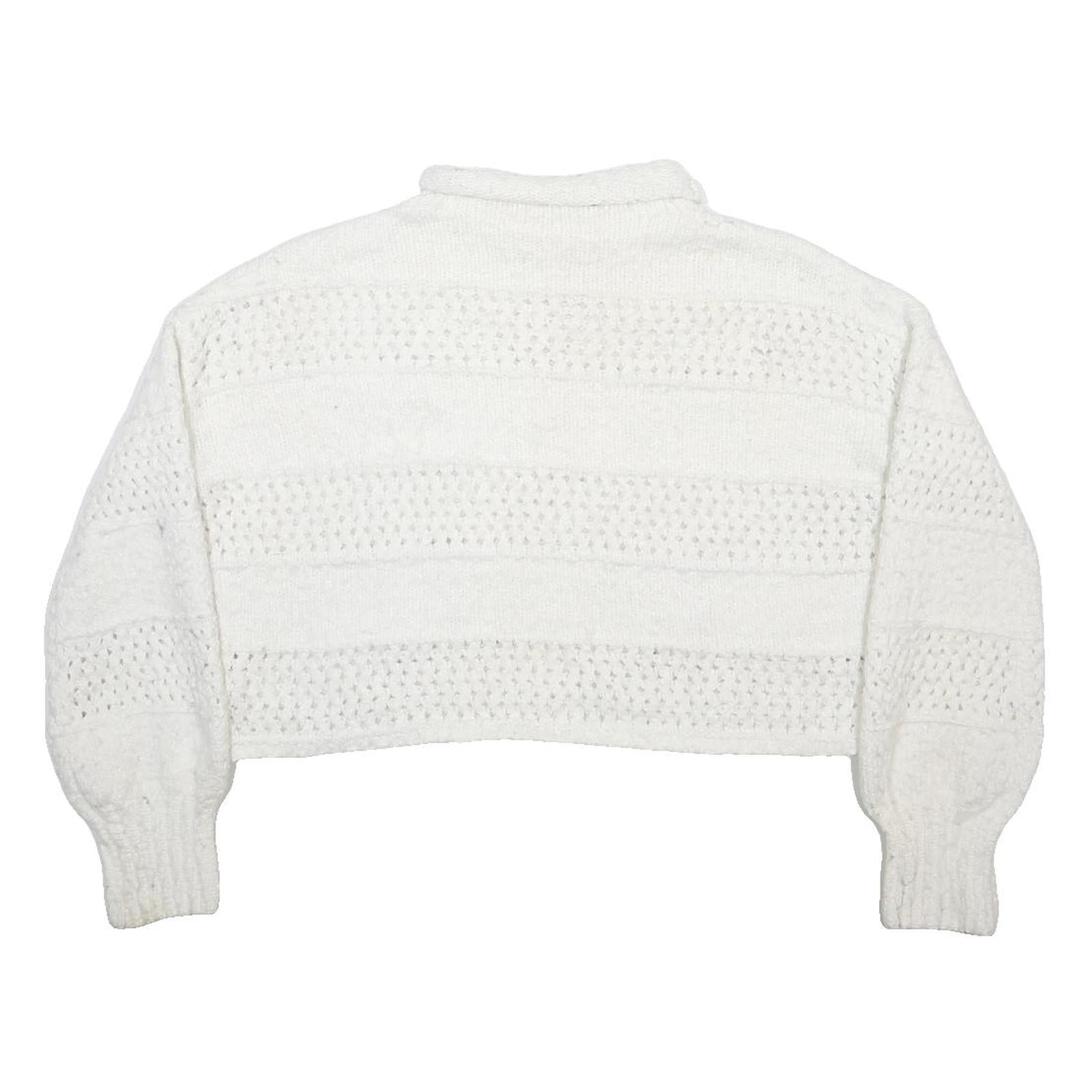 ARIZONA JEAN COMPANY Womens White Plain Jumper Roll Neck Tight Knit S Crop