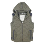 DIESEL Mens Green Quilted Puffer Jacket M Polyester Blend Zip Hooded Casual