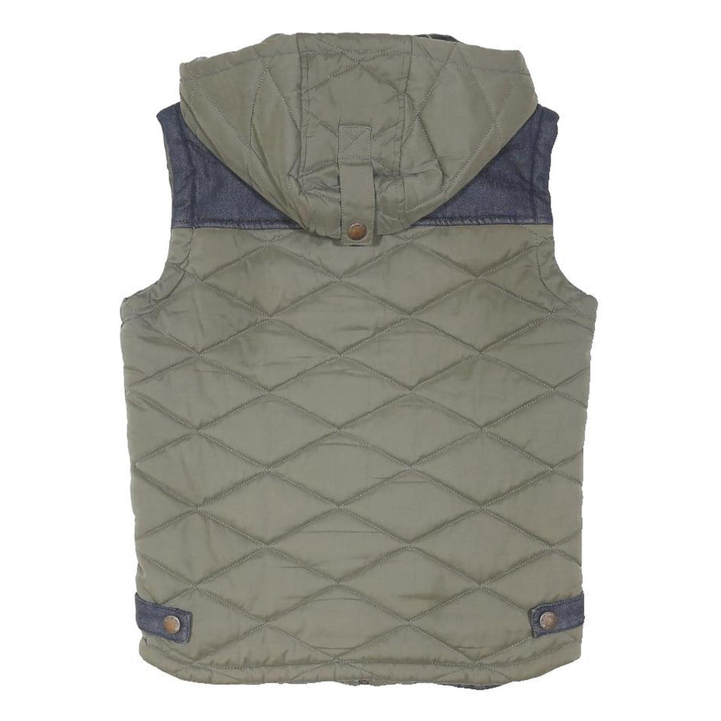 DIESEL Mens Green Quilted Puffer Jacket M Polyester Blend Zip Hooded Casual
