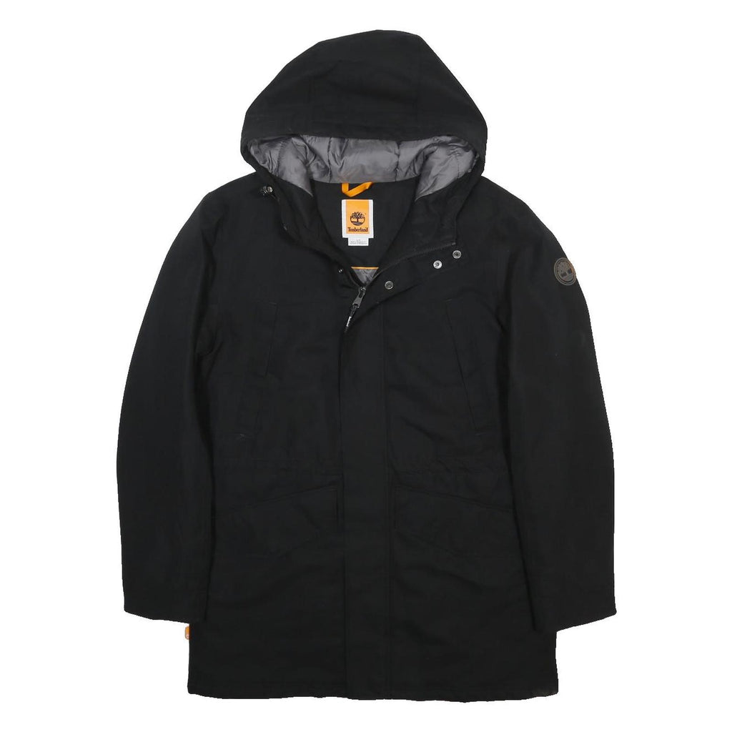 TIMBERLAND Mens Black Jacket S Polyester Hooded Zip Outdoor Casual Lightweight