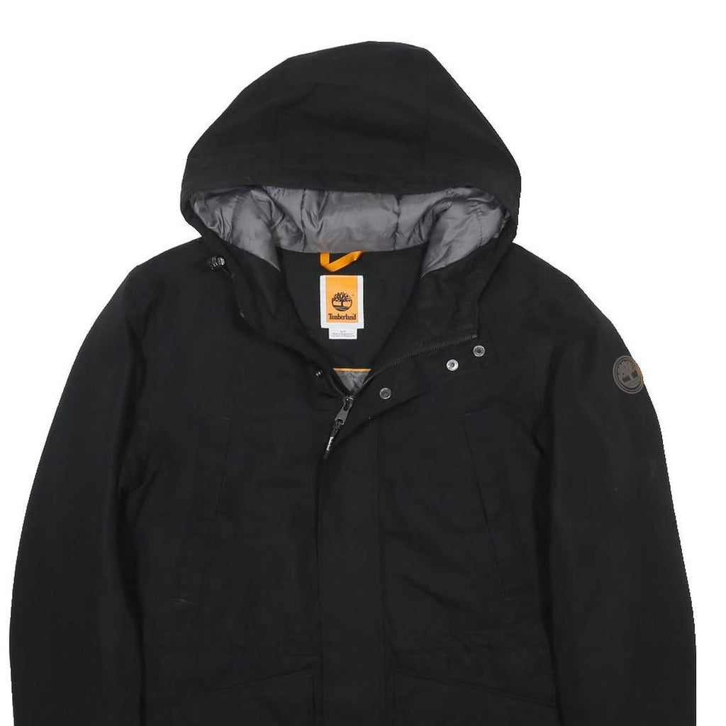 TIMBERLAND Mens Black Jacket S Polyester Hooded Zip Outdoor Casual Lightweight