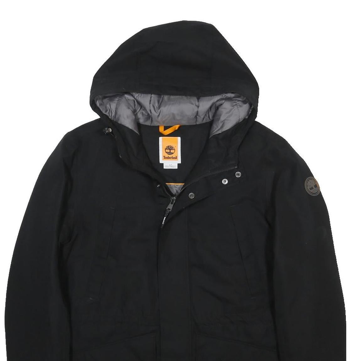 TIMBERLAND Mens Black Jacket S Polyester Hooded Zip Outdoor Casual Lightweight
