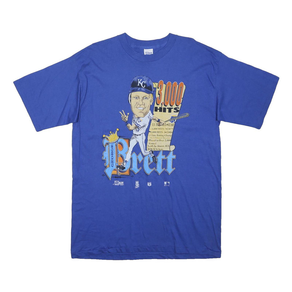 SALEM Single Stitch Mens Blue George Brett Graphic T-Shirt XL Short Sleeve