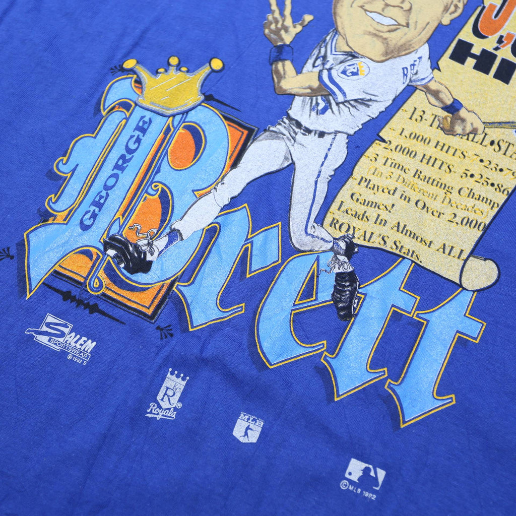 SALEM Single Stitch Mens Blue George Brett Graphic T-Shirt XL Short Sleeve