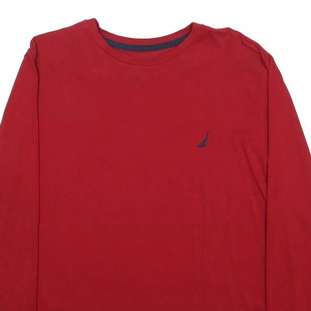 NAUTICA Mens Red Long Sleeve Crew Neck T-Shirt M Cotton Blend Classic Fit