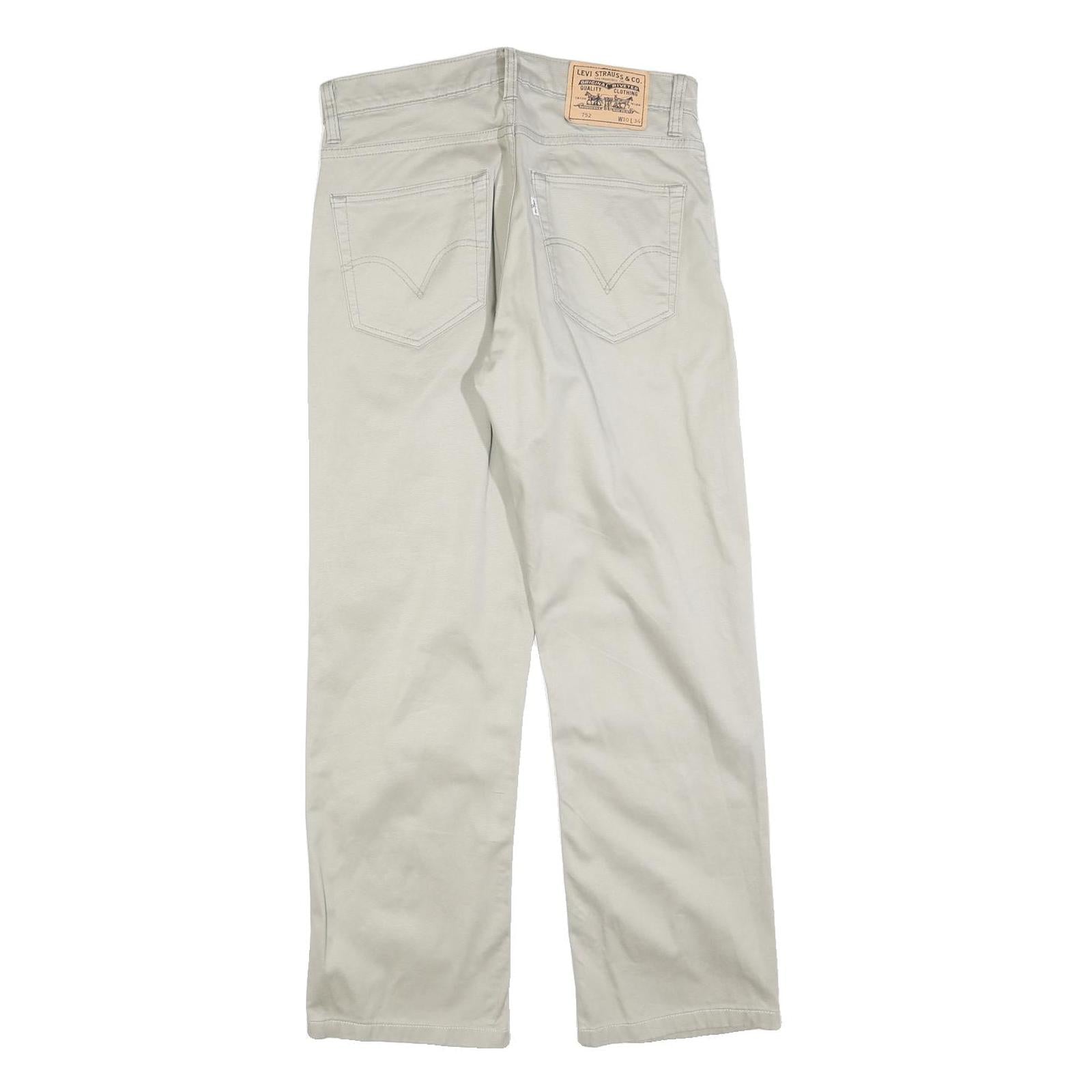 LEVI'S Mens Cotton Blend Beige Regular Fit Straight Leg Trousers W30 L28 Classic