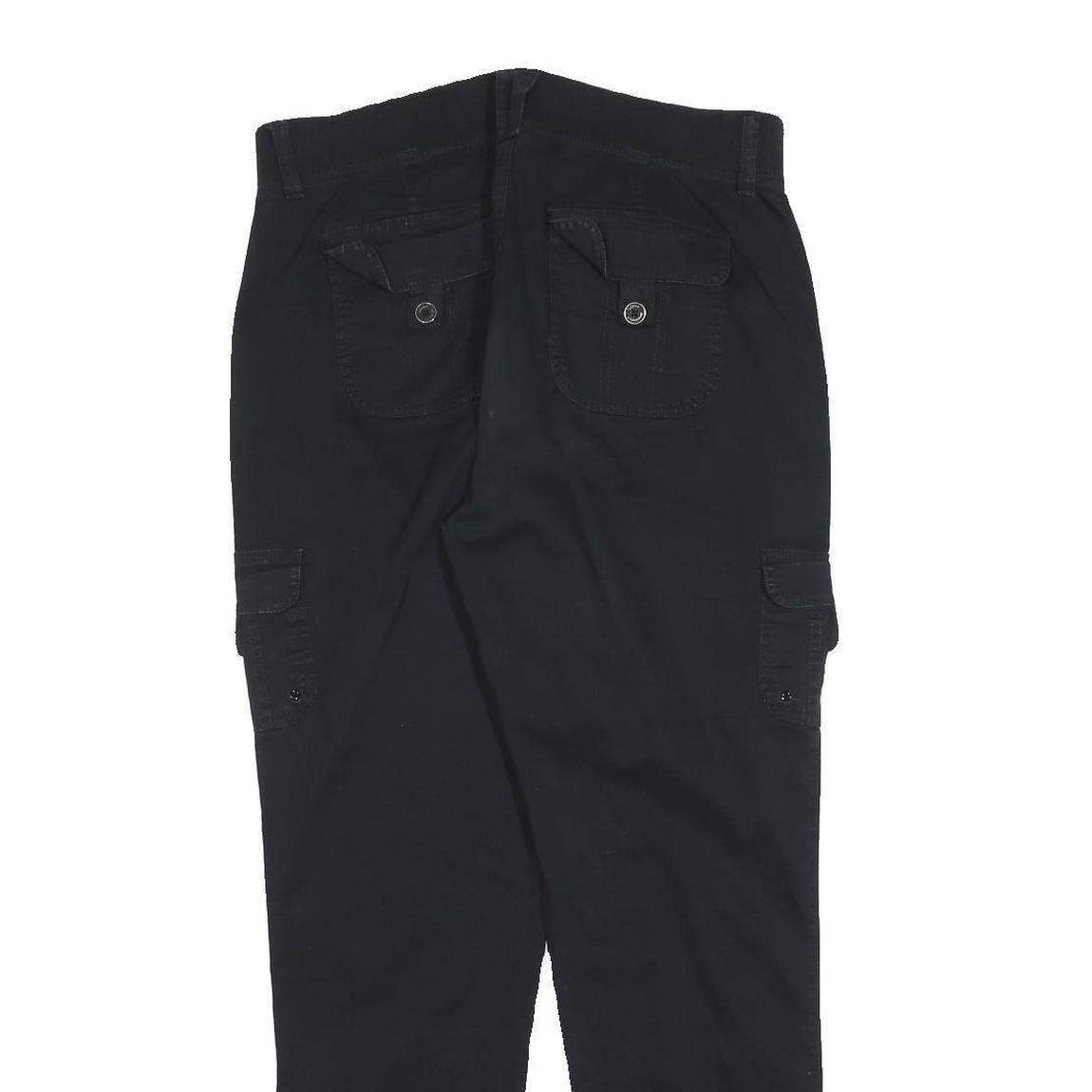 GLORIA VANDERBLIT Womens Black Cotton Blend Slim Cargo Trousers W32 L30