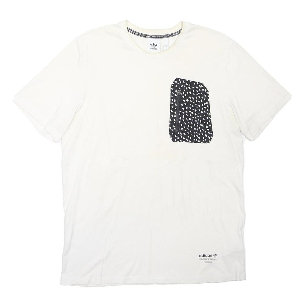 ADIDAS ORIGINALS Mens White & Black Graphic T-Shirt L Short Sleeve Crew Neck