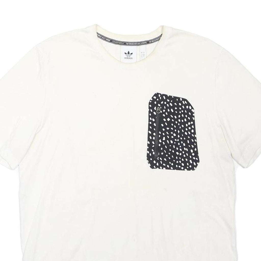 ADIDAS ORIGINALS Mens White & Black Graphic T-Shirt L Short Sleeve Crew Neck
