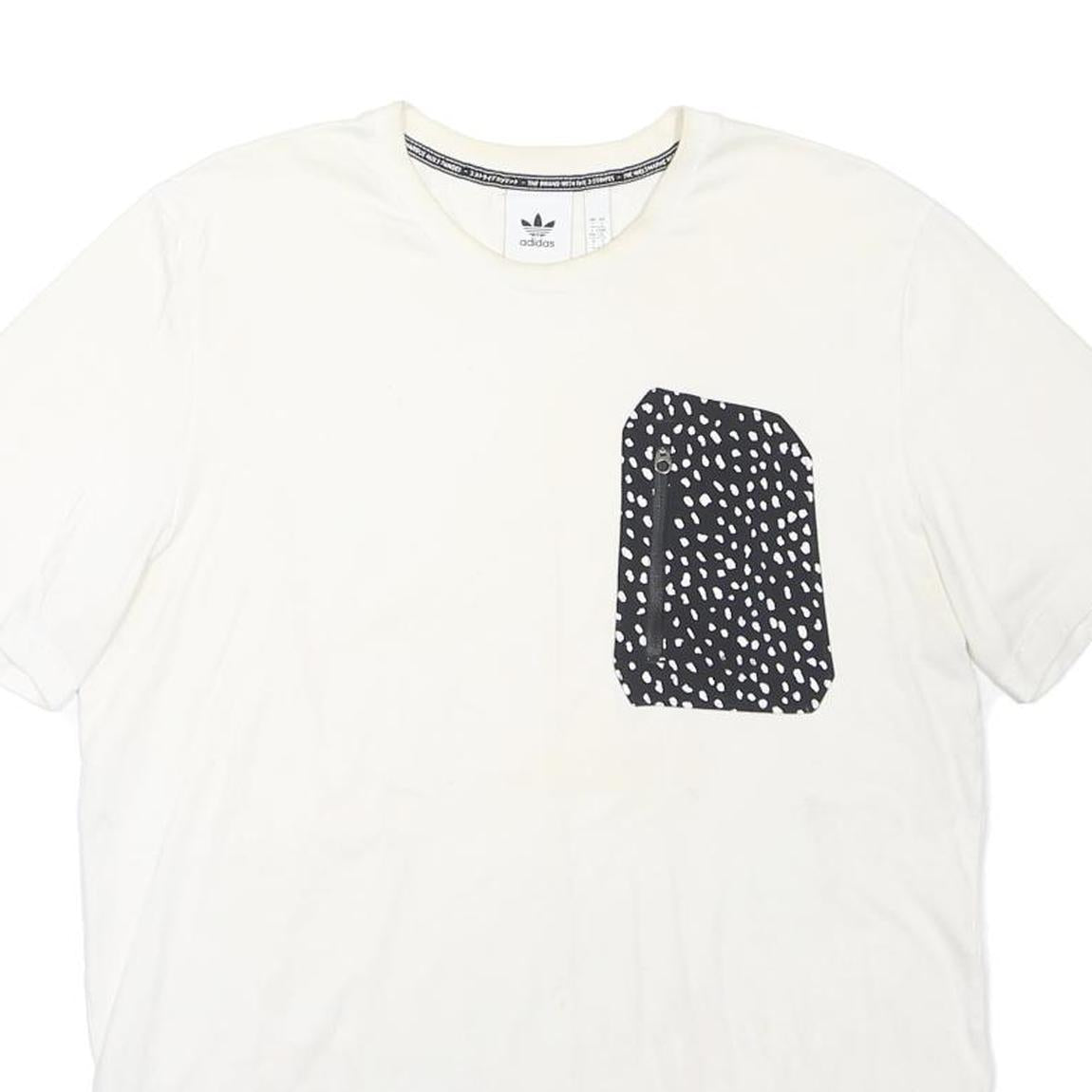 ADIDAS ORIGINALS Mens White & Black Graphic T-Shirt L Short Sleeve Crew Neck