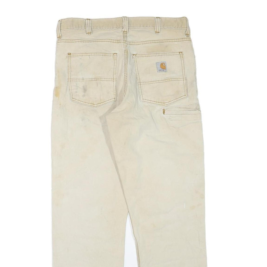 CARHARTT Mens Regular Beige Cotton Blend Straight Leg Trousers W32 L29 Workwear