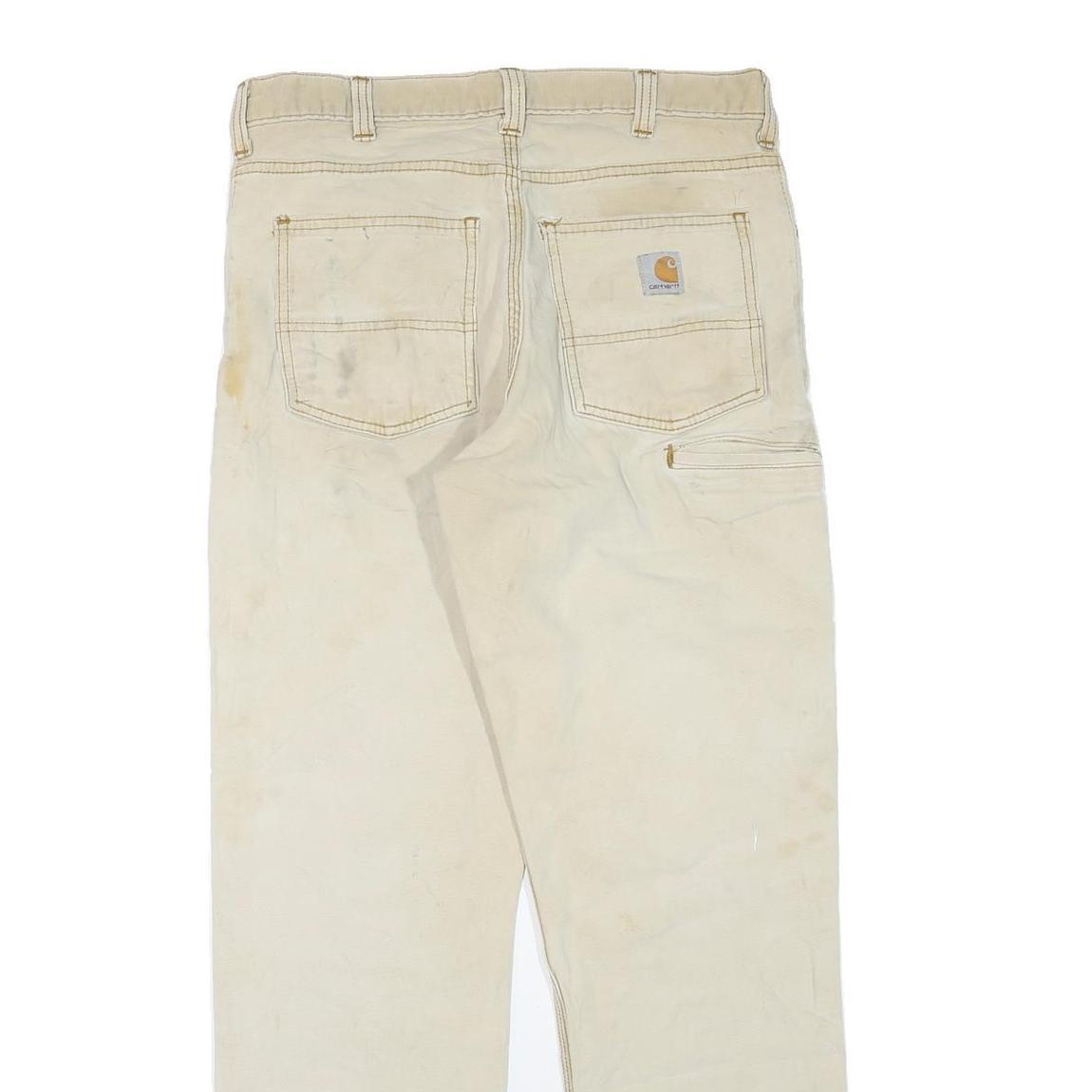 CARHARTT Mens Regular Beige Cotton Blend Straight Leg Trousers W32 L29 Workwear