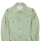 Womens Green Cotton Blend Button Jacket L Plain Classic Lightweight Stylish