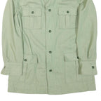 Womens Green Cotton Blend Button Jacket L Plain Classic Lightweight Stylish