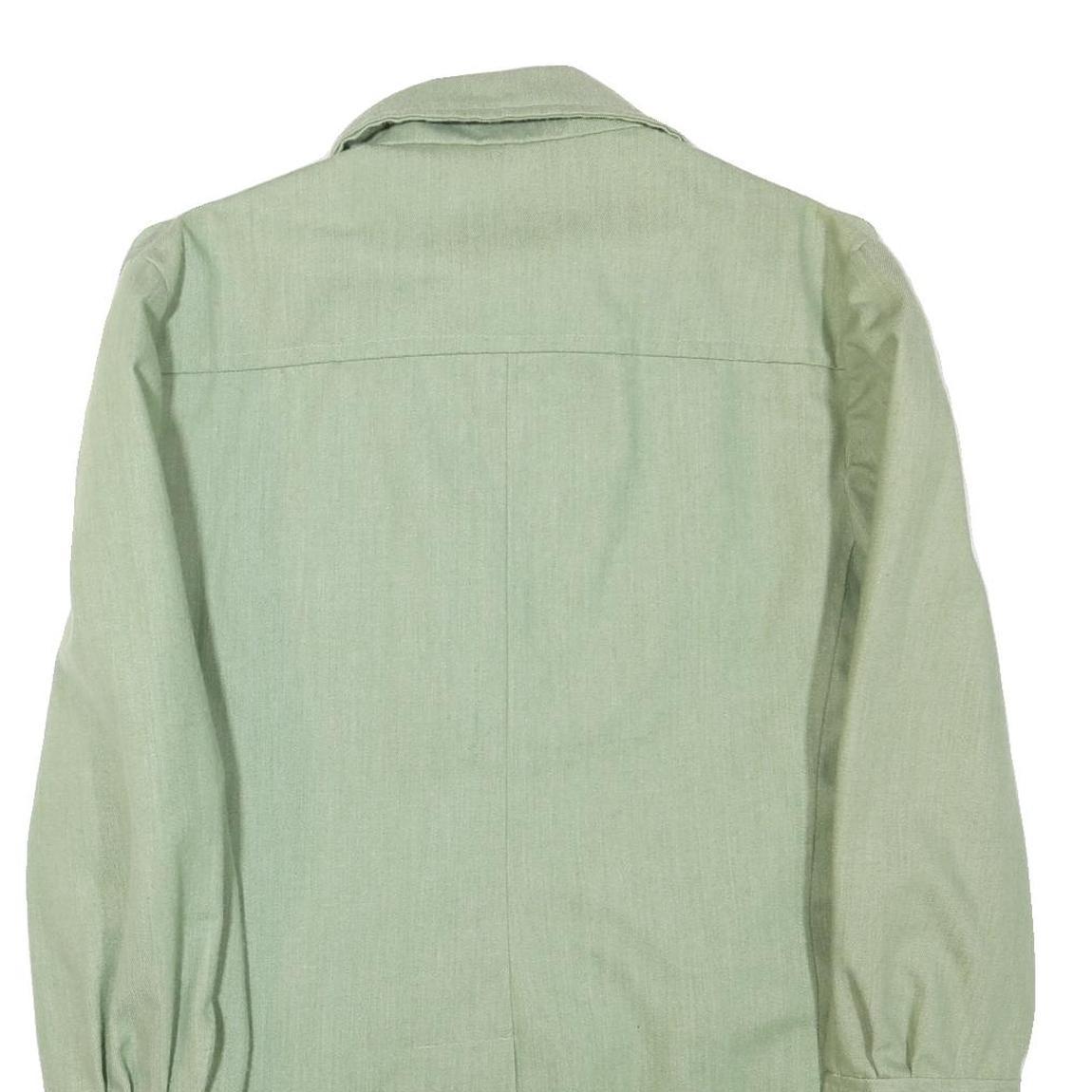 Womens Green Cotton Blend Button Jacket L Plain Classic Lightweight Stylish