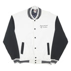 FRUIT OF THE LOOM Mens White & Black Department Of Justice Coach Jacket L Cotton