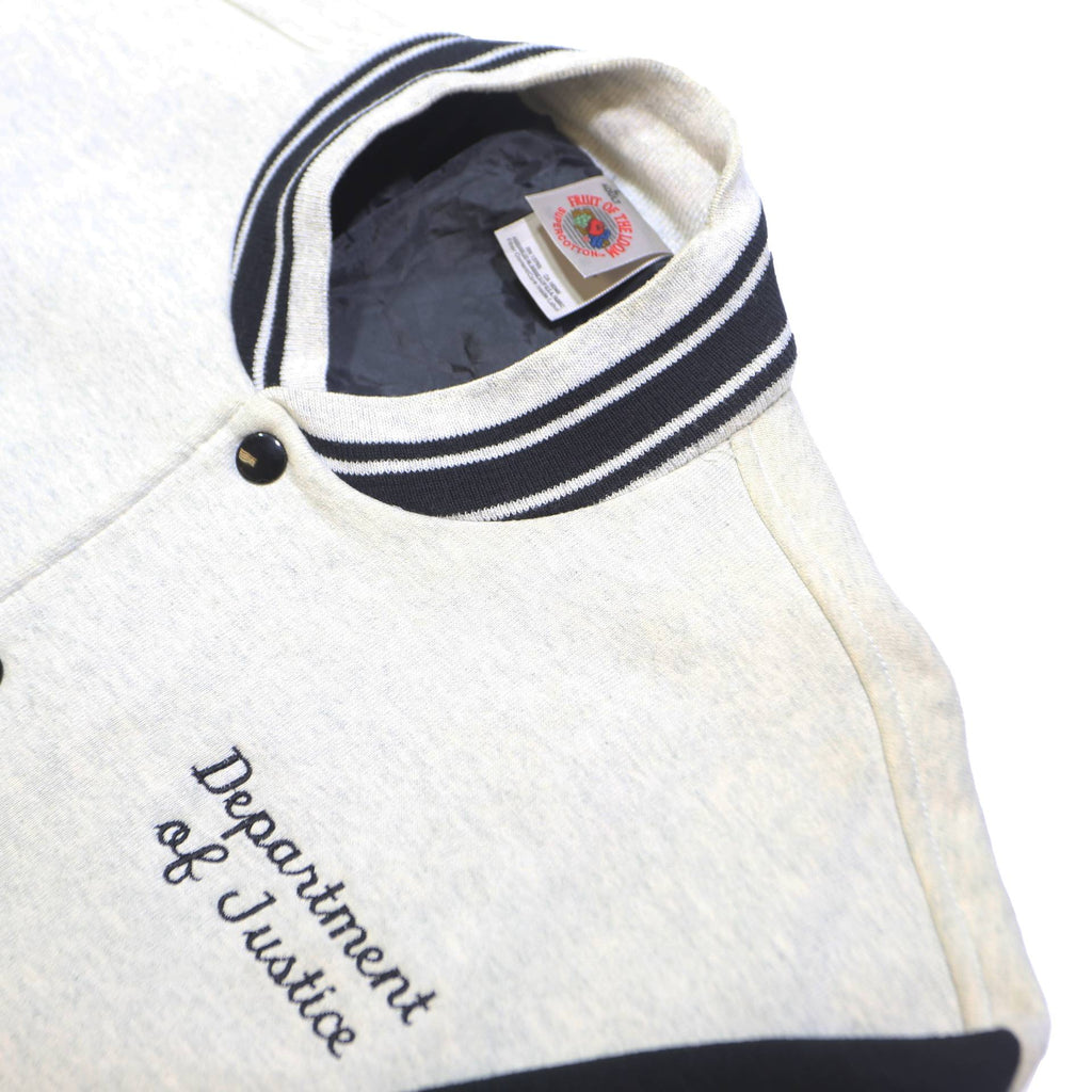 FRUIT OF THE LOOM Mens White & Black Department Of Justice Coach Jacket L Cotton