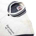 FRUIT OF THE LOOM Mens White & Black Department Of Justice Coach Jacket L Cotton
