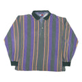 TOMMY HILFIGER Mens Purple & Green Striped Long Sleeve Polo Shirt XL Cotton