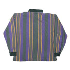 TOMMY HILFIGER Mens Purple & Green Striped Long Sleeve Polo Shirt XL Cotton
