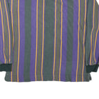TOMMY HILFIGER Mens Purple & Green Striped Long Sleeve Polo Shirt XL Cotton