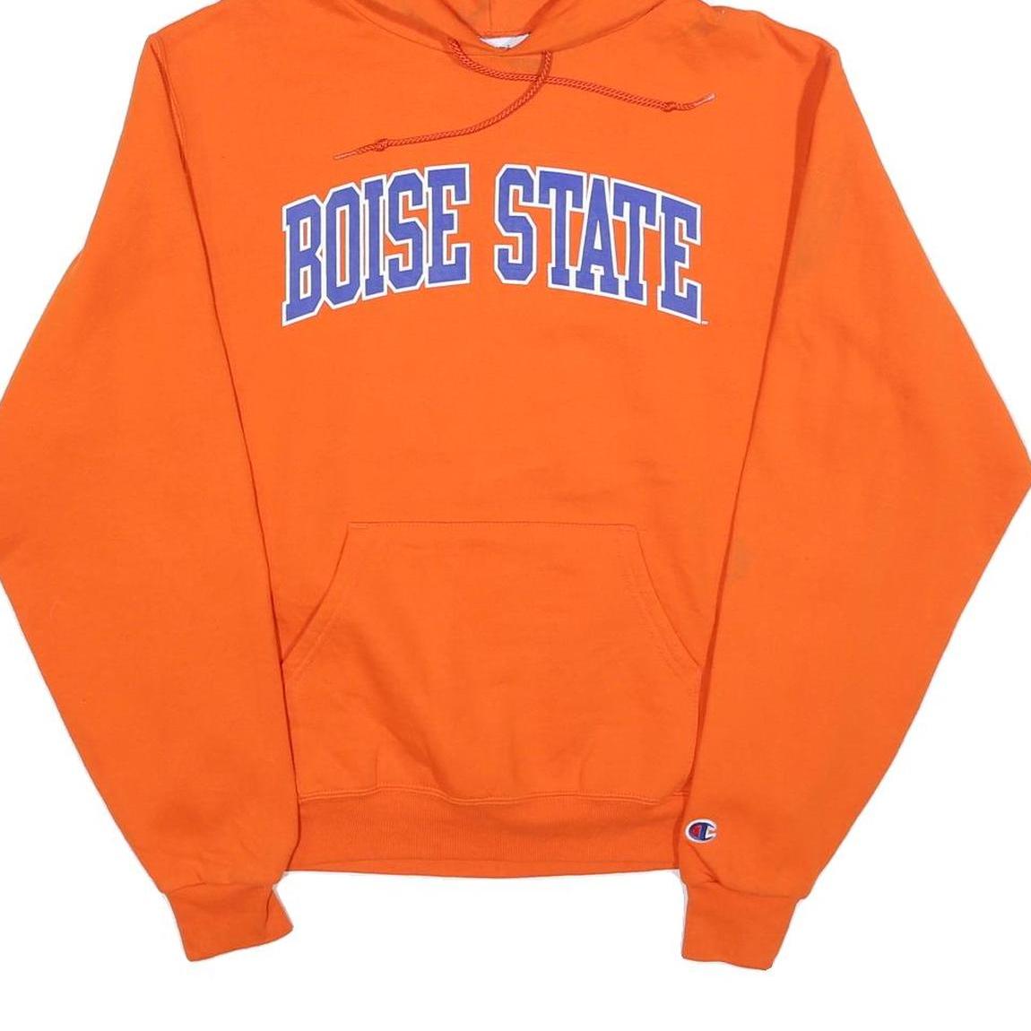 CHAMPION Mens Orange Boise State Pullover Hoodie S Cotton Blend Casual