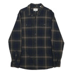 GEORGE Mens Blue & Brown Check Shirt M Casual Cotton Long Sleeve Button Closure
