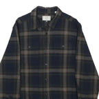 GEORGE Mens Blue & Brown Check Shirt M Casual Cotton Long Sleeve Button Closure