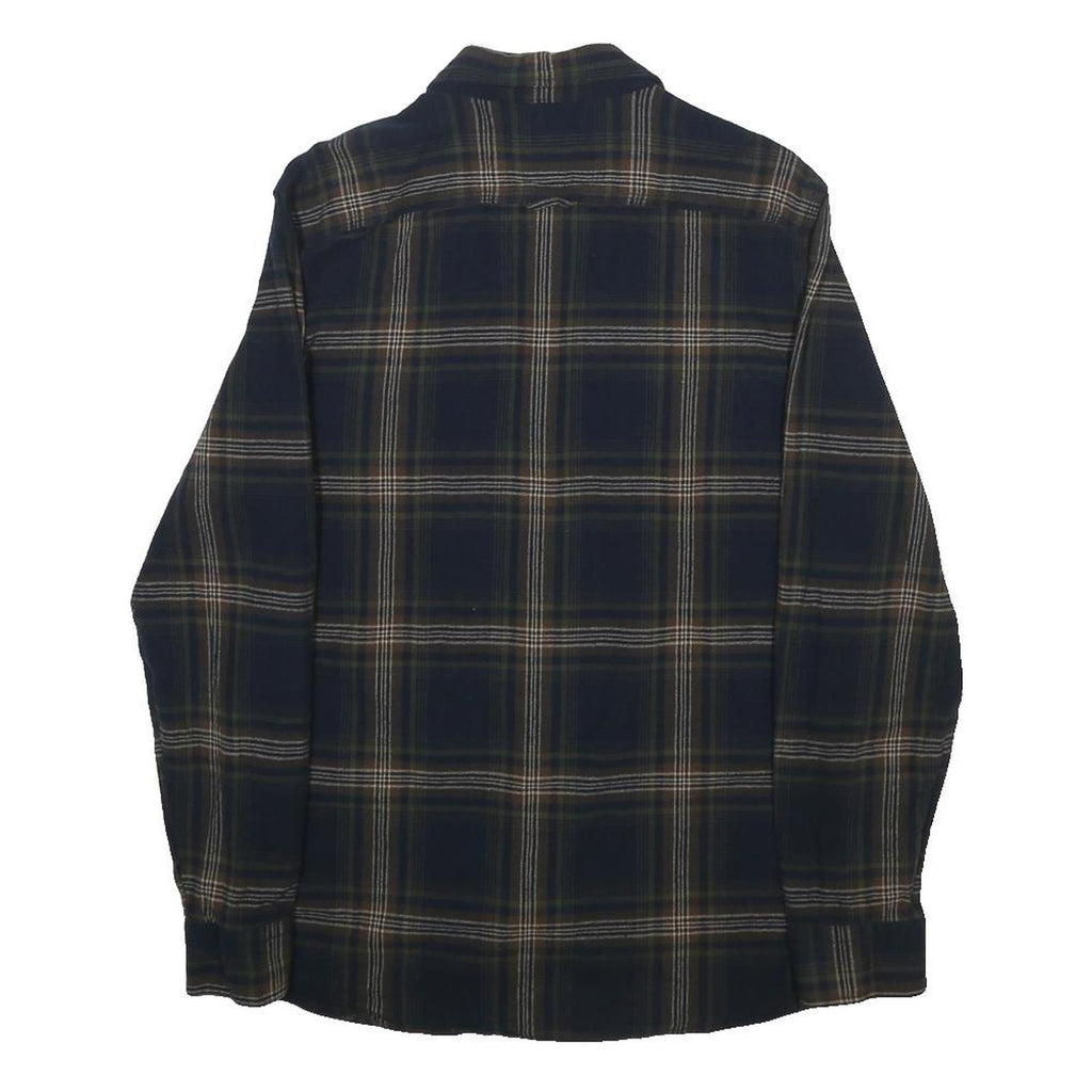 GEORGE Mens Blue & Brown Check Shirt M Casual Cotton Long Sleeve Button Closure