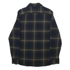 GEORGE Mens Blue & Brown Check Shirt M Casual Cotton Long Sleeve Button Closure