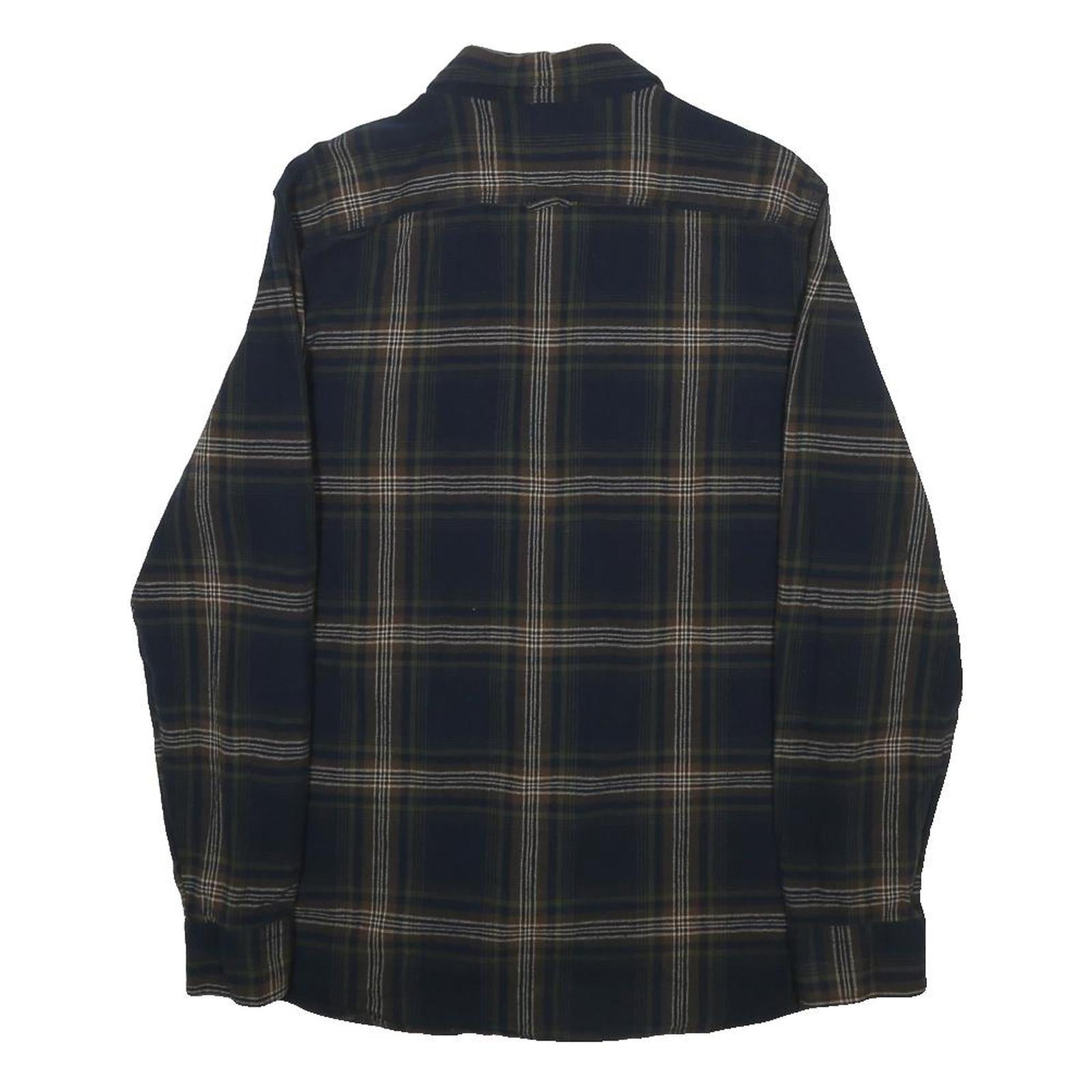GEORGE Mens Blue & Brown Check Shirt M Casual Cotton Long Sleeve Button Closure