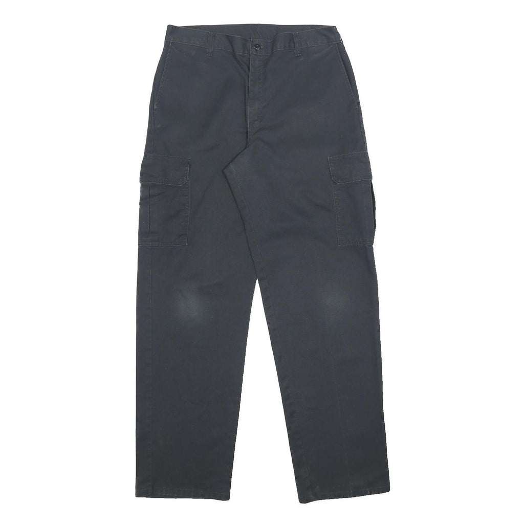DICKIES Mens Cotton Blend Black Relaxed Cargo Trousers W32 L33 Workwear Durable