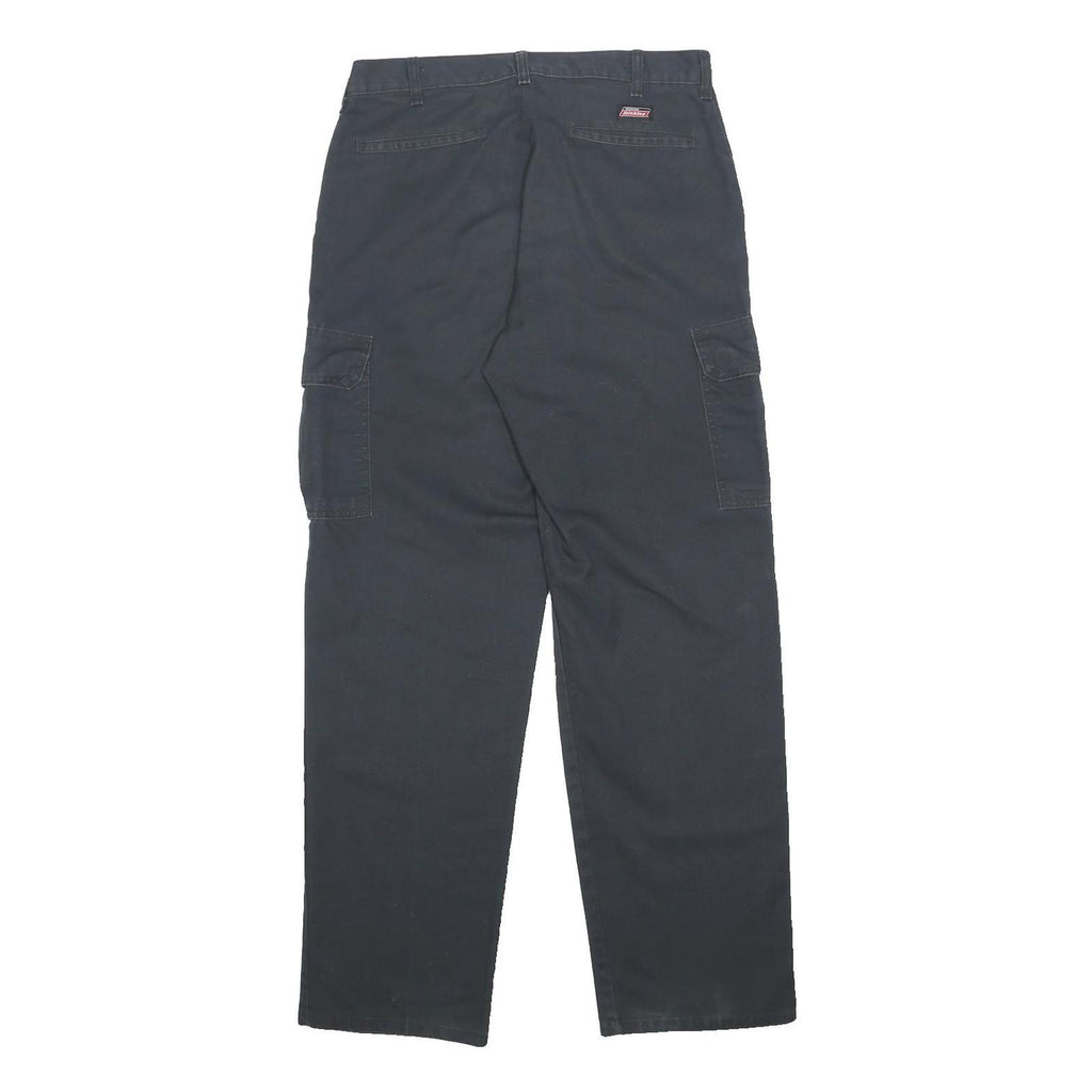 DICKIES Mens Cotton Blend Black Relaxed Cargo Trousers W32 L33 Workwear Durable