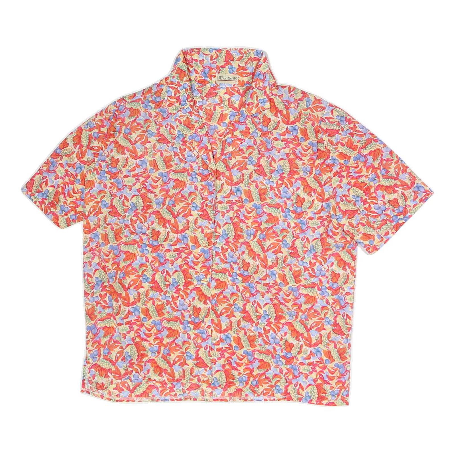 DEVERNOIS Womens Red Floral Print Short Sleeve Collared Shirt UK 16 Summer