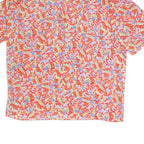 DEVERNOIS Womens Red Floral Print Short Sleeve Collared Shirt UK 16 Summer