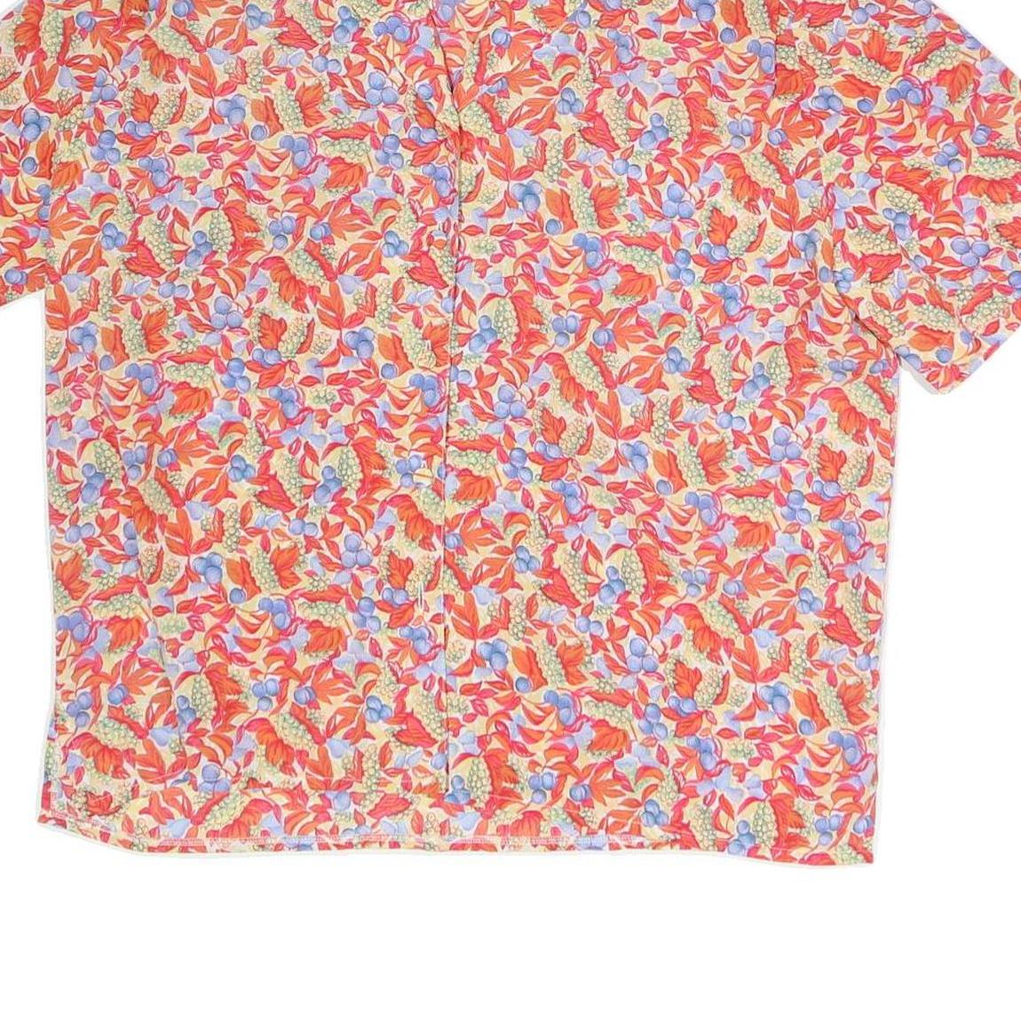 DEVERNOIS Womens Red Floral Print Short Sleeve Collared Shirt UK 16 Summer