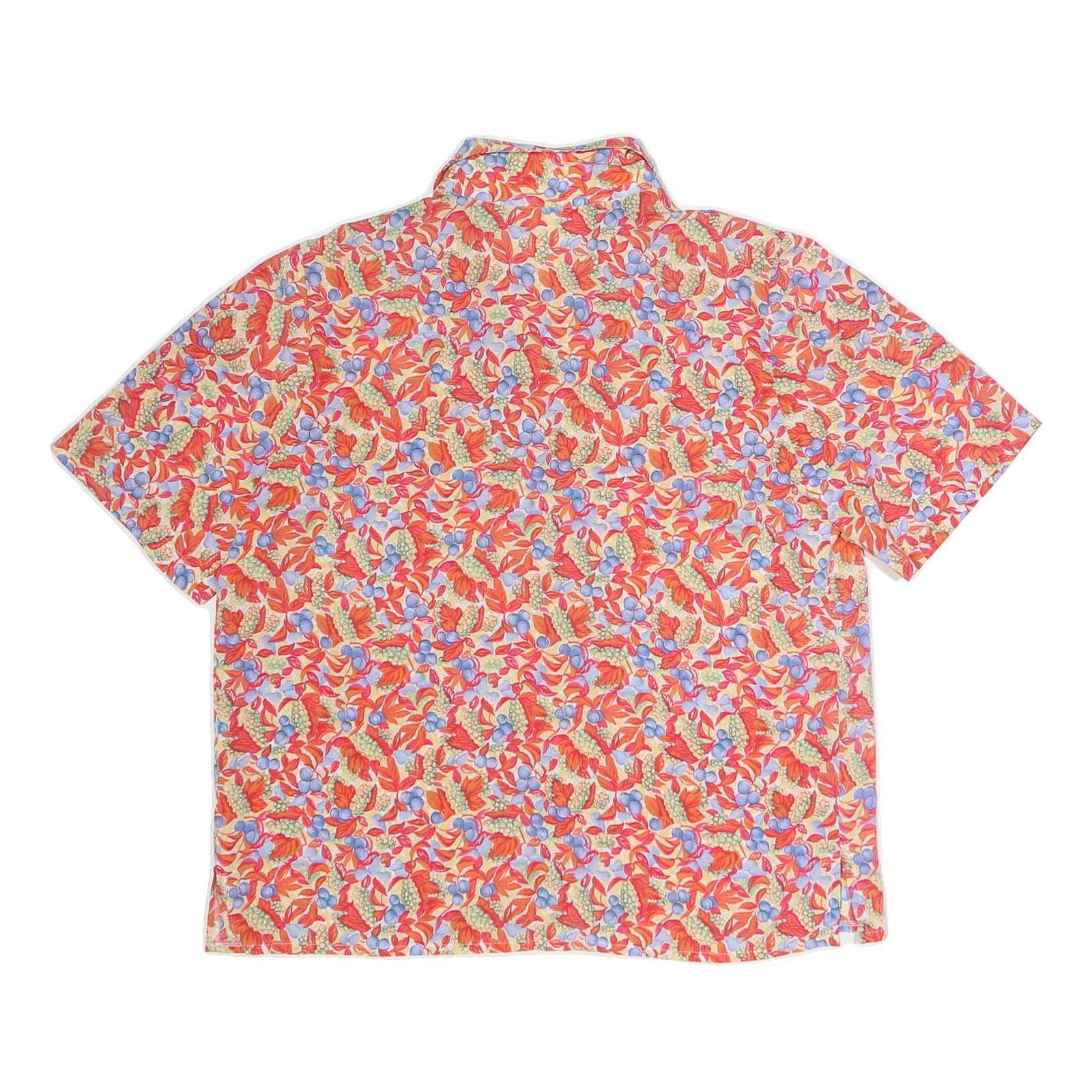 DEVERNOIS Womens Red Floral Print Short Sleeve Collared Shirt UK 16 Summer