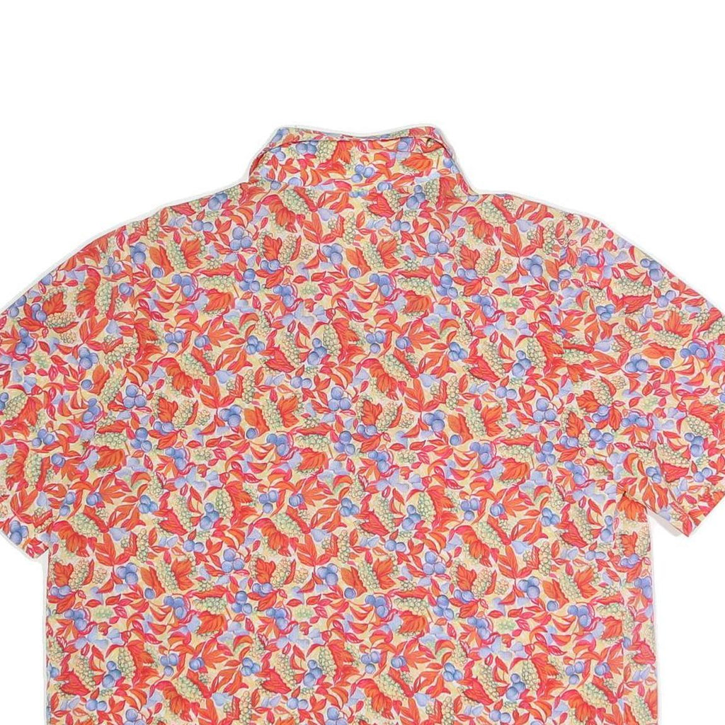 DEVERNOIS Womens Red Floral Print Short Sleeve Collared Shirt UK 16 Summer