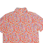 DEVERNOIS Womens Red Floral Print Short Sleeve Collared Shirt UK 16 Summer