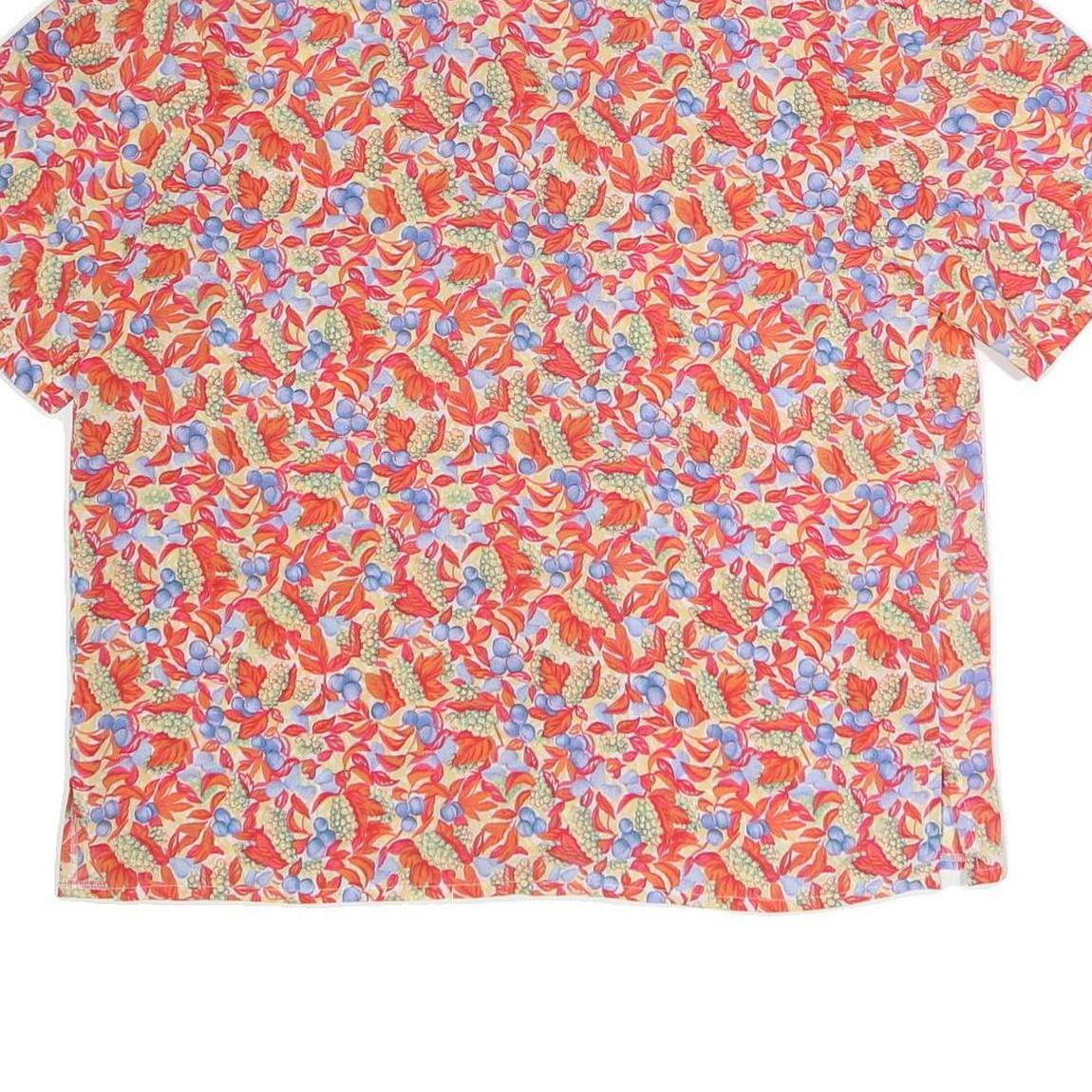 DEVERNOIS Womens Red Floral Print Short Sleeve Collared Shirt UK 16 Summer