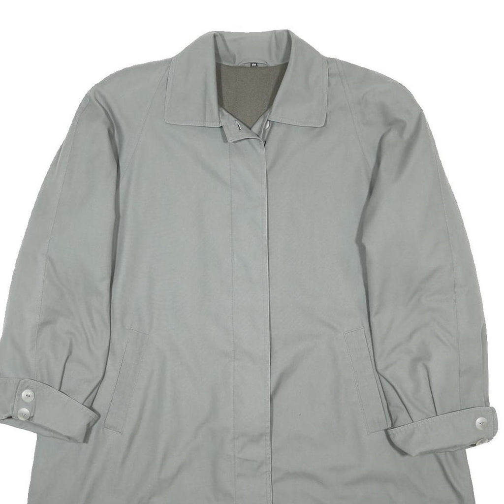 TOPLINE Womens Grey Cotton Blend Coat L Button Plain Classic Stylish