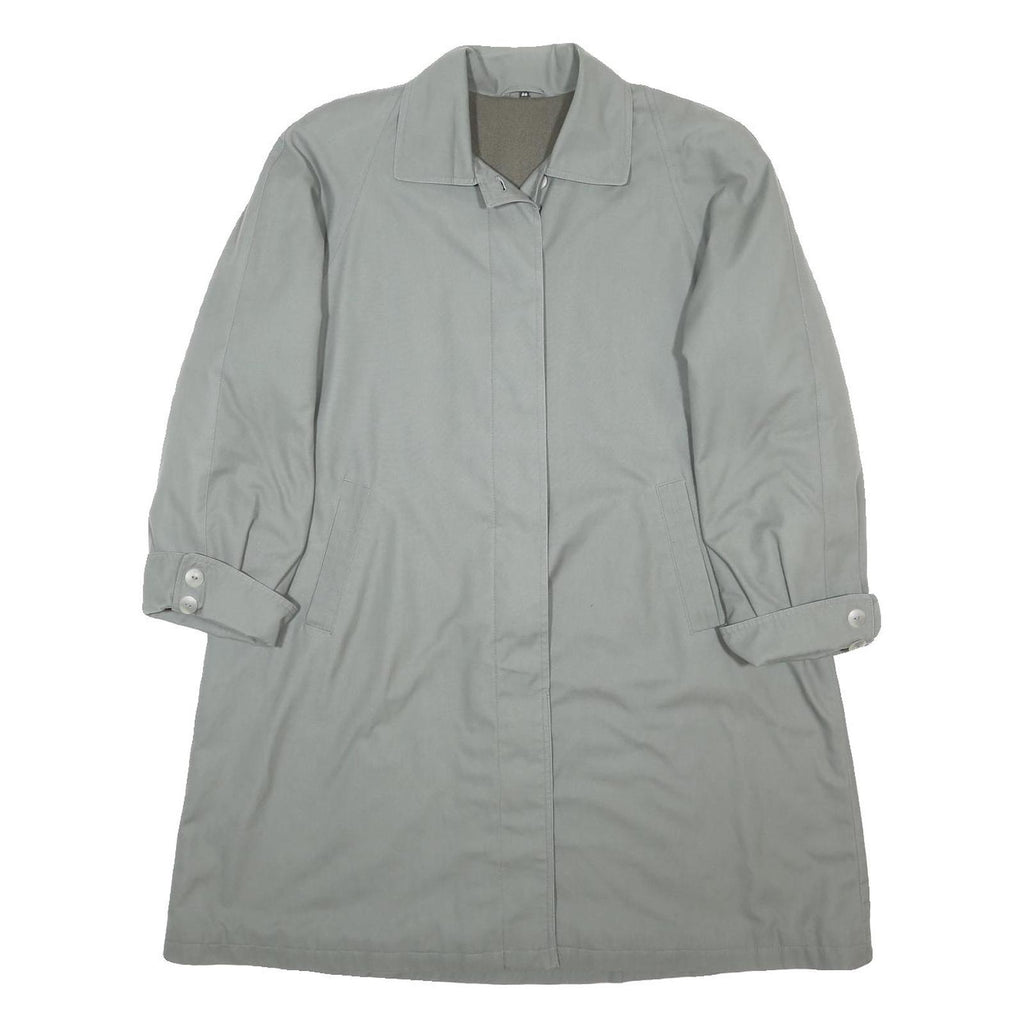 TOPLINE Womens Grey Cotton Blend Coat L Button Plain Classic Stylish