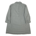 TOPLINE Womens Grey Cotton Blend Coat L Button Plain Classic Stylish