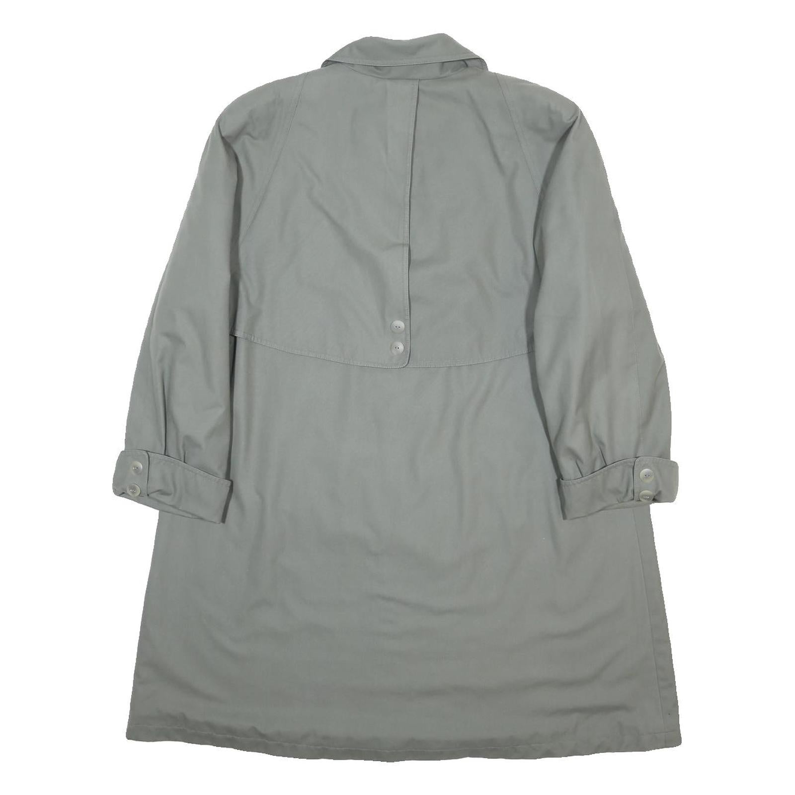 TOPLINE Womens Grey Cotton Blend Coat L Button Plain Classic Stylish