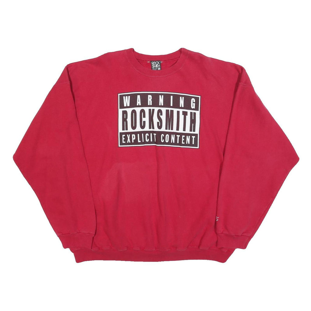 ROCK SMITH Mens Red Warning Rocksmith Explicit Content Crew Neck XL Sweatshirt