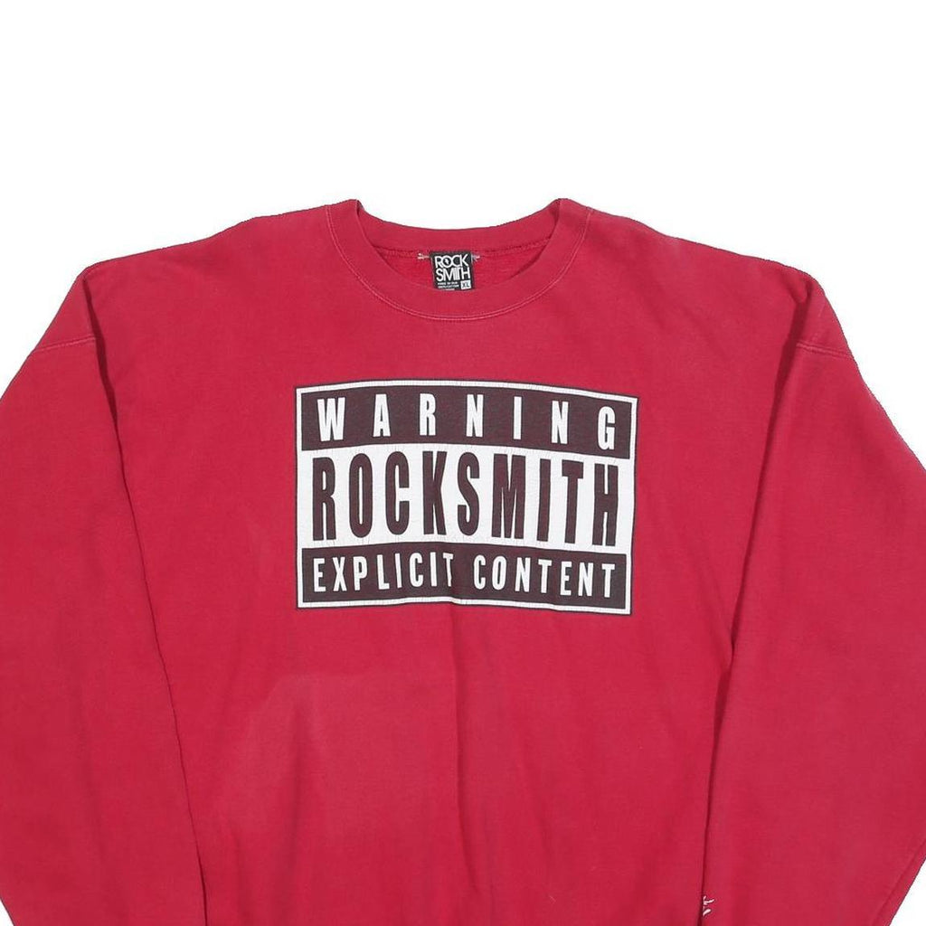 ROCK SMITH Mens Red Warning Rocksmith Explicit Content Crew Neck XL Sweatshirt