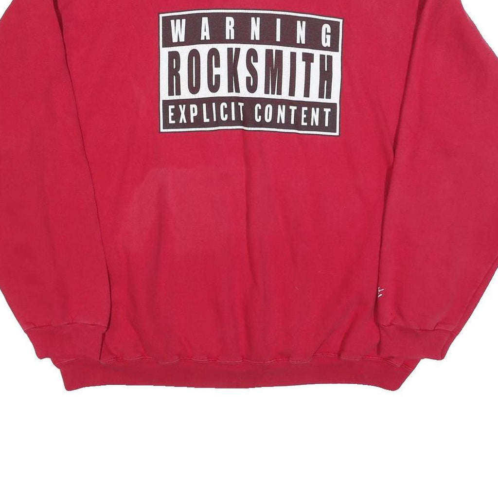 ROCK SMITH Mens Red Warning Rocksmith Explicit Content Crew Neck XL Sweatshirt
