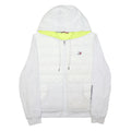 TOMMY HILFIGER Womens White Quilted Jacket L Polyester Zip Hooded Logo Sleeve